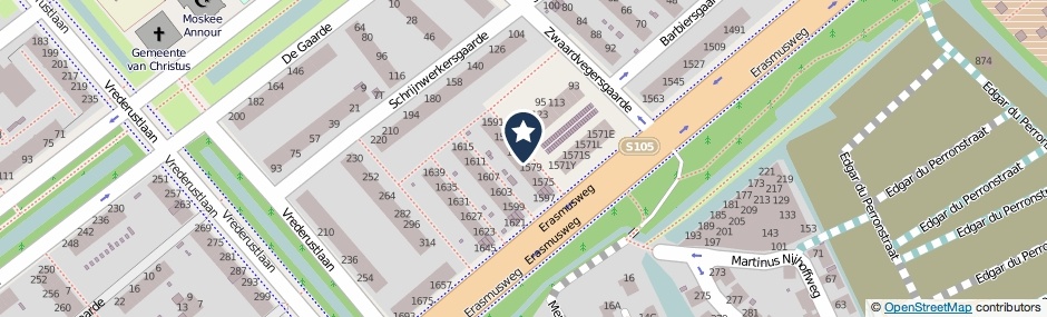 Kaartweergave Erasmusweg 1581 in Den Haag