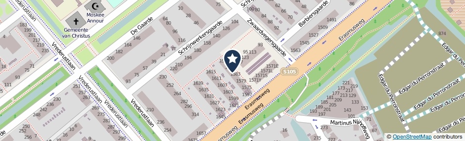Kaartweergave Erasmusweg 1585 in Den Haag