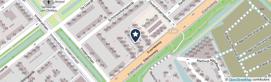 Kaartweergave Erasmusweg 1605 in Den Haag