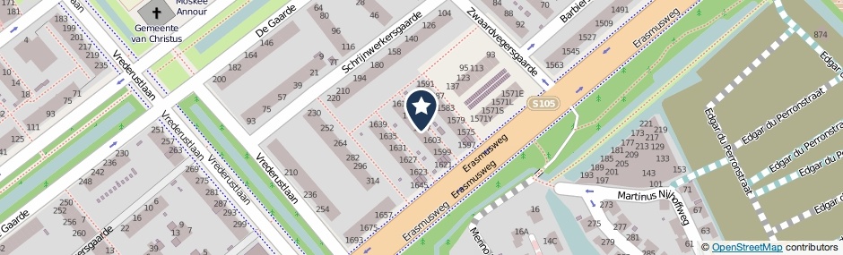 Kaartweergave Erasmusweg 1607 in Den Haag