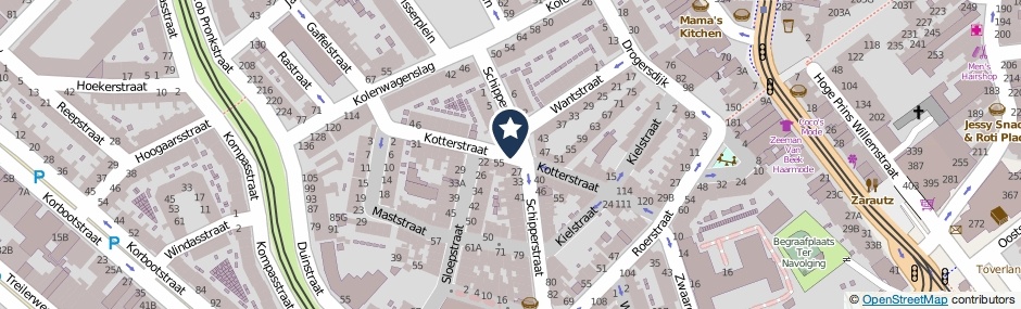 Kaartweergave Kotterstraat in Den Haag
