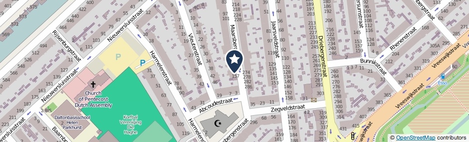 Kaartweergave Maarsbergenstraat 153 in Den Haag