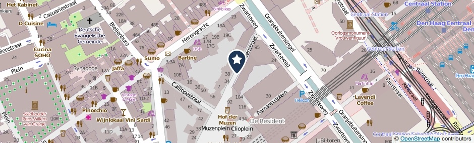 Kaartweergave Muzenstraat in Den Haag