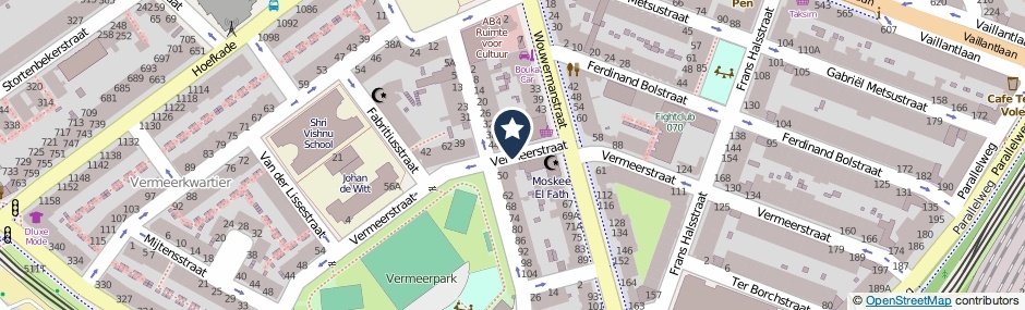 Kaartweergave Vermeerstraat in Den Haag