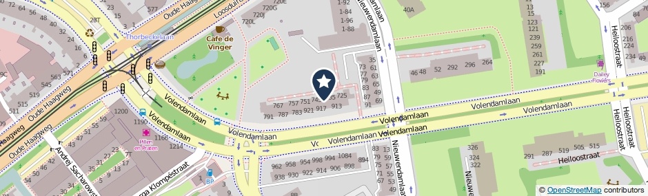 Kaartweergave Volendamlaan 739 in Den Haag