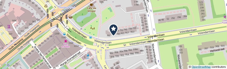 Kaartweergave Volendamlaan 787 in Den Haag