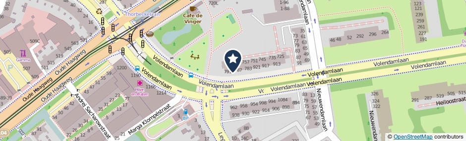 Kaartweergave Volendamlaan 843 in Den Haag
