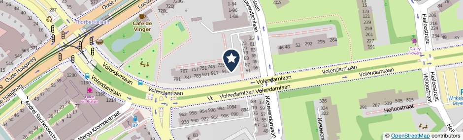 Kaartweergave Volendamlaan 865 in Den Haag