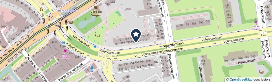 Kaartweergave Volendamlaan 873 in Den Haag