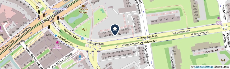 Kaartweergave Volendamlaan 901 in Den Haag