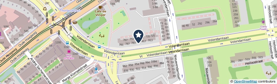 Kaartweergave Volendamlaan 921 in Den Haag