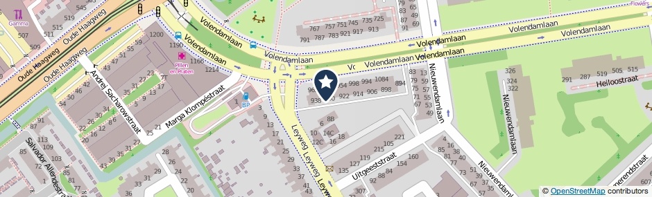 Kaartweergave Volendamlaan 932 in Den Haag