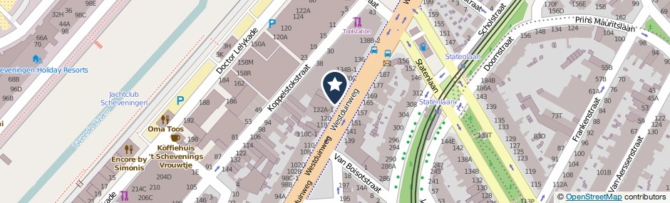 Kaartweergave Westduinweg 124-A in Den Haag