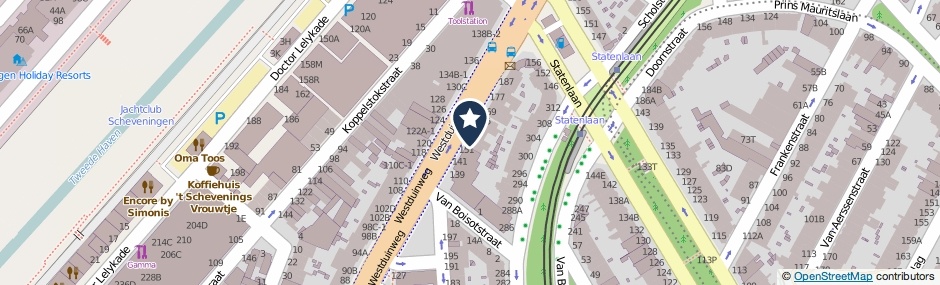 Kaartweergave Westduinweg 155 in Den Haag