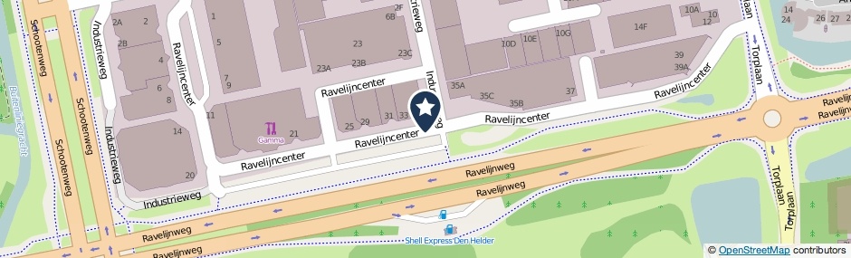Kaartweergave Ravelijncenter in Den Helder
