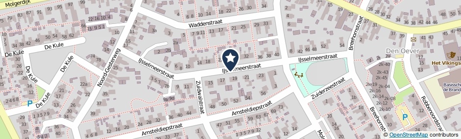 Kaartweergave IJsselmeerstraat in Den Oever