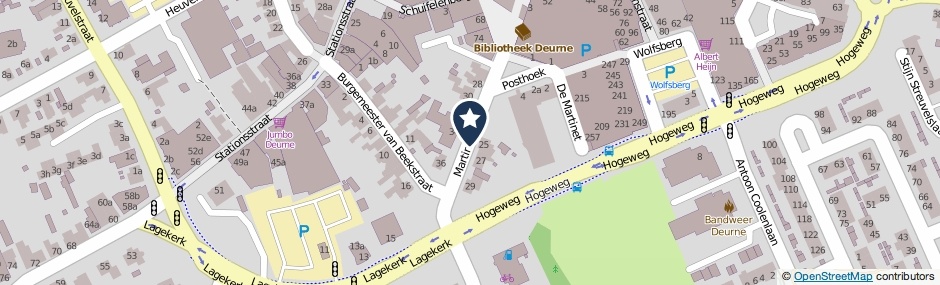 Kaartweergave Martinetstraat in Deurne