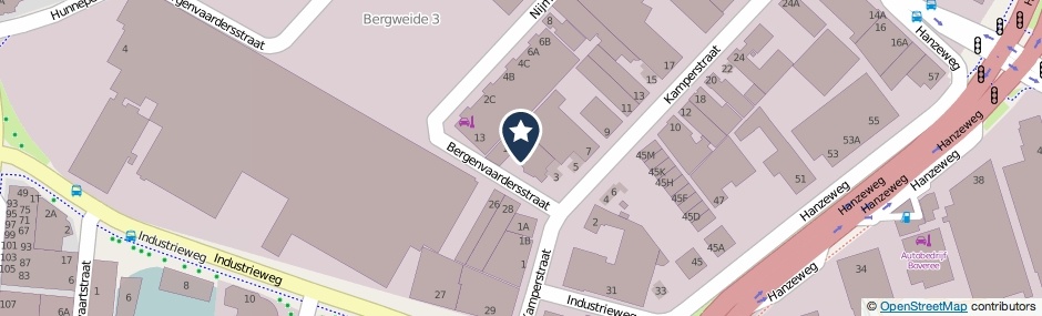 Kaartweergave Bergenvaardersstraat 15 in Deventer