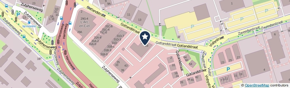 Kaartweergave Gotlandstraat 2-C in Deventer