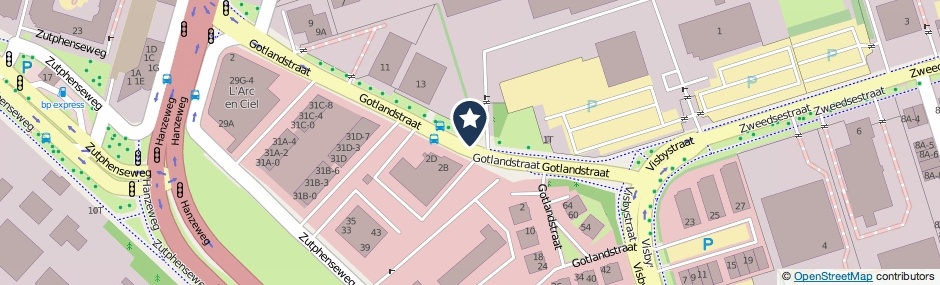 Kaartweergave Gotlandstraat in Deventer