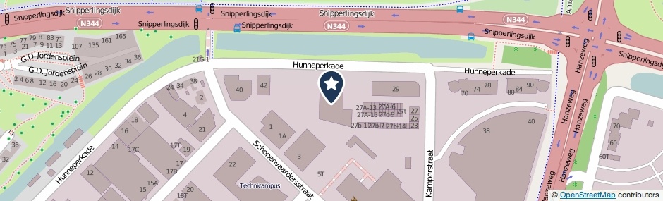Kaartweergave Hunneperkade 62 in Deventer