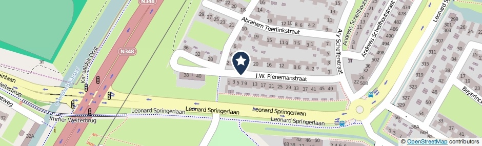 Kaartweergave J.W. Pienemanstraat in Deventer