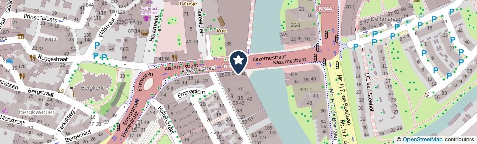 Kaartweergave Kazernestraat 58 in Deventer