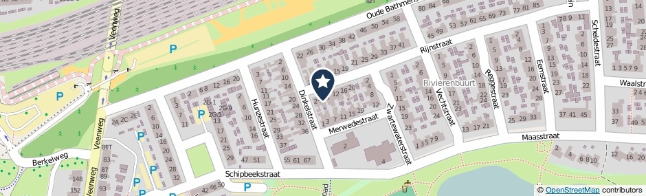 Kaartweergave Rijnstraat 6 in Deventer