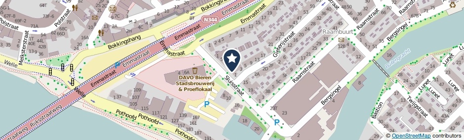 Kaartweergave Sluisstraat 13 in Deventer