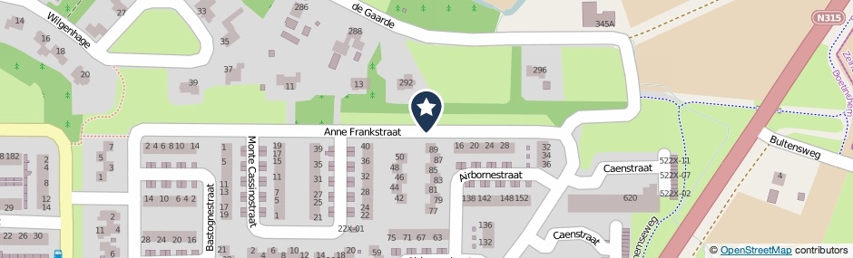 Kaartweergave Anne Frankstraat in Doetinchem