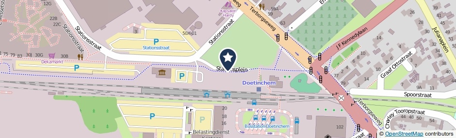 Kaartweergave Stationsplein in Doetinchem