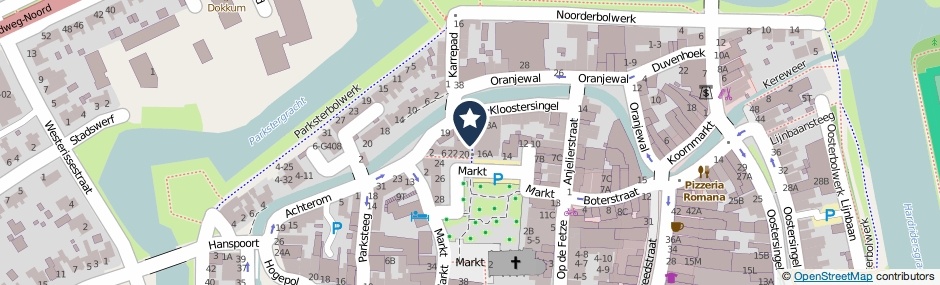 Kaartweergave Marktstraat in Dokkum