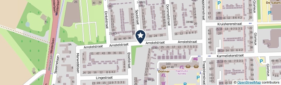 Kaartweergave Amstelstraat in Dongen
