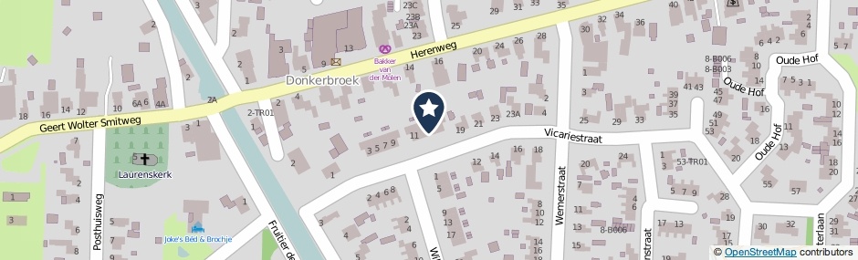 Kaartweergave Vicariestraat 15 in Donkerbroek