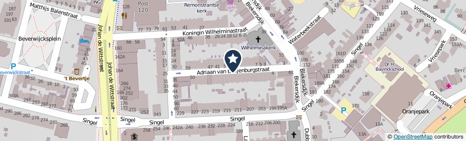 Kaartweergave Adriaan Van Bleijenburgstraat in Dordrecht
