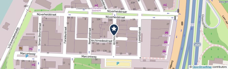 Kaartweergave Archimedesstraat in Dordrecht