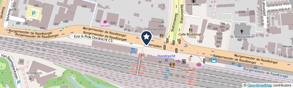 Kaartweergave Burgemeester De Raadtsingel in Dordrecht