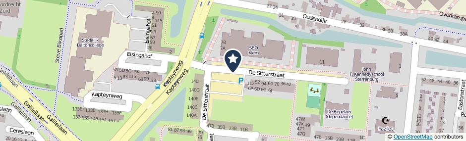Kaartweergave De Sitterstraat in Dordrecht
