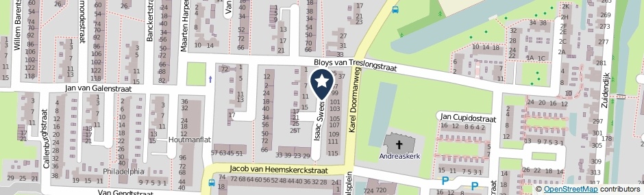 Kaartweergave Isaac Sweersstraat in Dordrecht