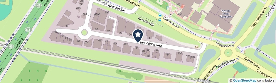 Kaartweergave Jan Valsterweg in Dordrecht