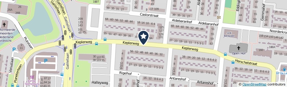 Kaartweergave Keplerweg in Dordrecht