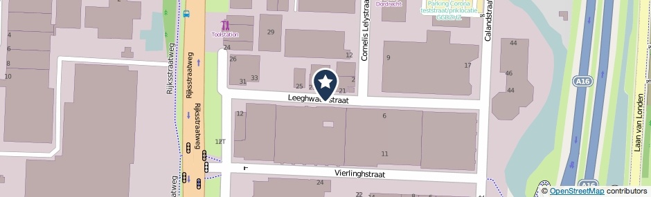 Kaartweergave Leeghwaterstraat in Dordrecht