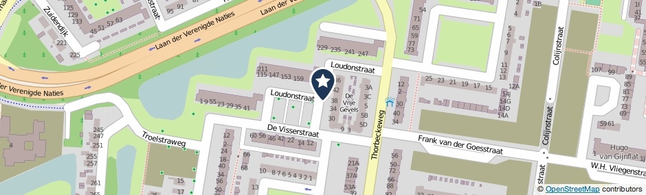 Kaartweergave Loudonstraat in Dordrecht