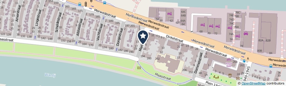 Kaartweergave Markstraat in Dordrecht
