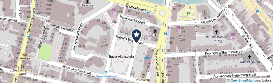 Kaartweergave Matthijs Balenstraat in Dordrecht