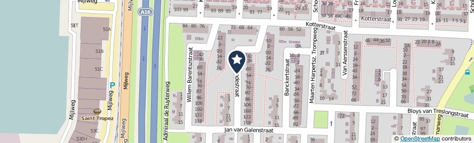 Kaartweergave Van Almondestraat in Dordrecht