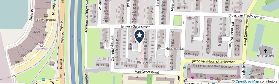Kaartweergave Van Ewijckstraat in Dordrecht