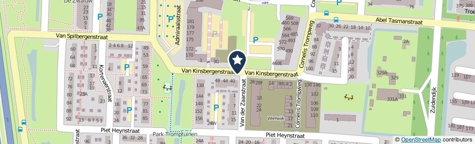 Kaartweergave Van Kinsbergenstraat in Dordrecht