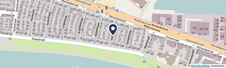 Kaartweergave Vechtstraat in Dordrecht