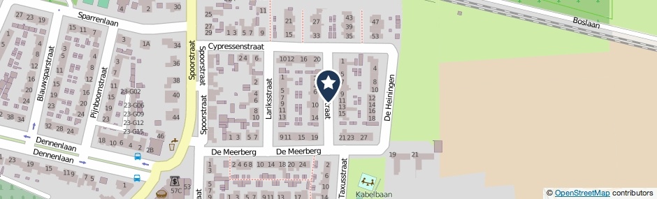 Kaartweergave Cederstraat in Dorst